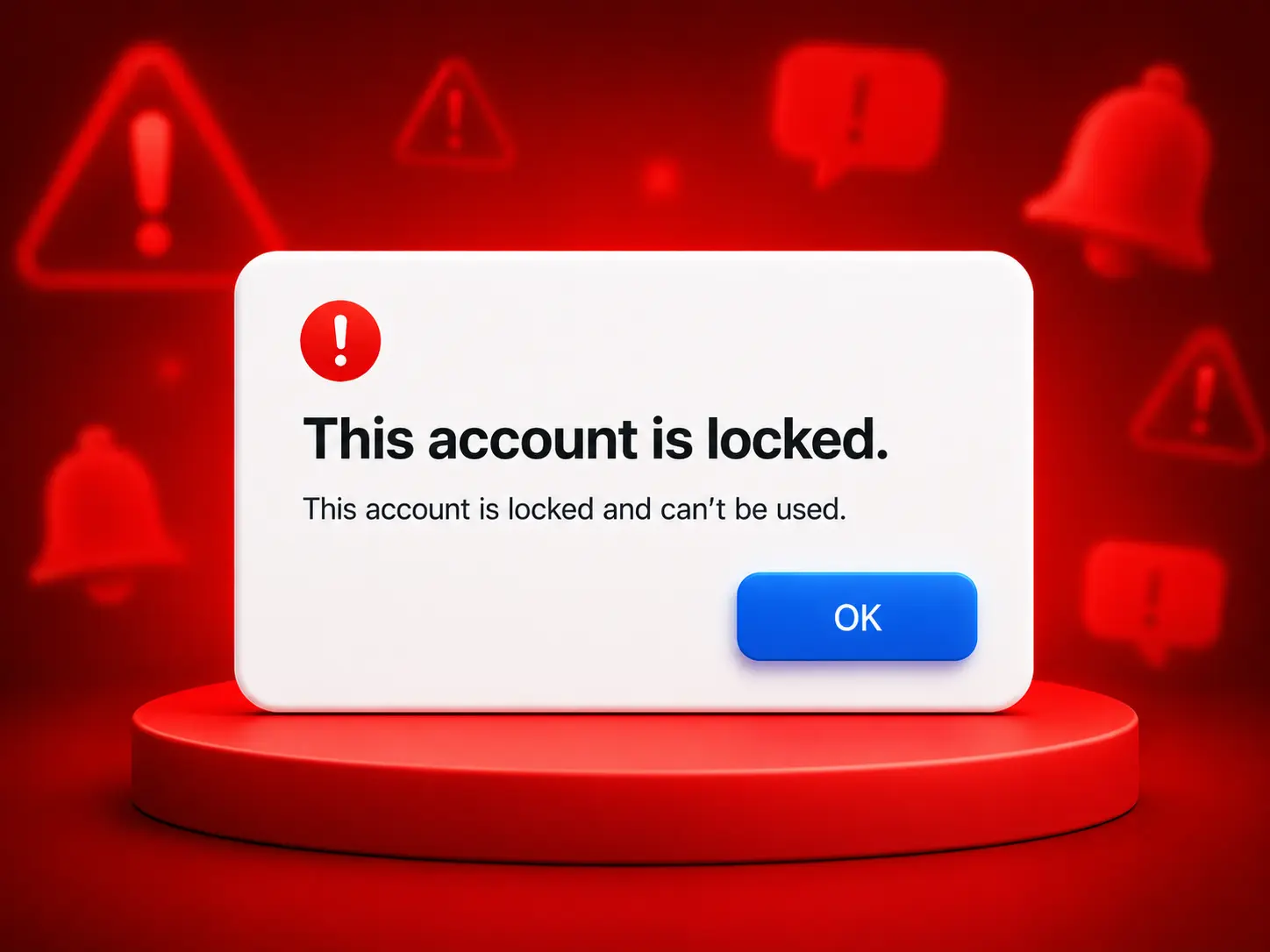 ارور this account is locked and can’t be use
