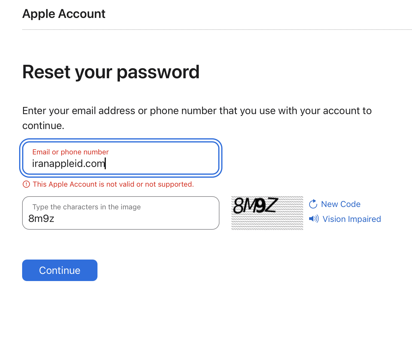 This Apple ID is not valid Or Not Supported