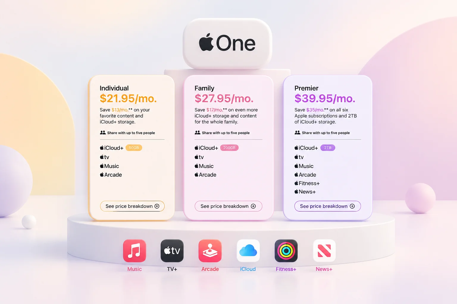 پلن های apple one 